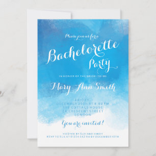 Bachelorette Party Summer Blue Watercolor Invitation