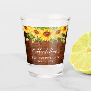 Bachelorette Party Sunflowers Floral Wood Shot Glass