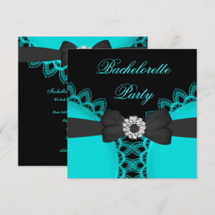 Bachelorette Party Teal Blue Black Lace Invitation