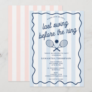 Bachelorette Party Tennis Bach Retro Stripes Invitation