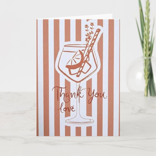 Bachelorette Party Thank You Love Cocktail Bridal Card (Front)