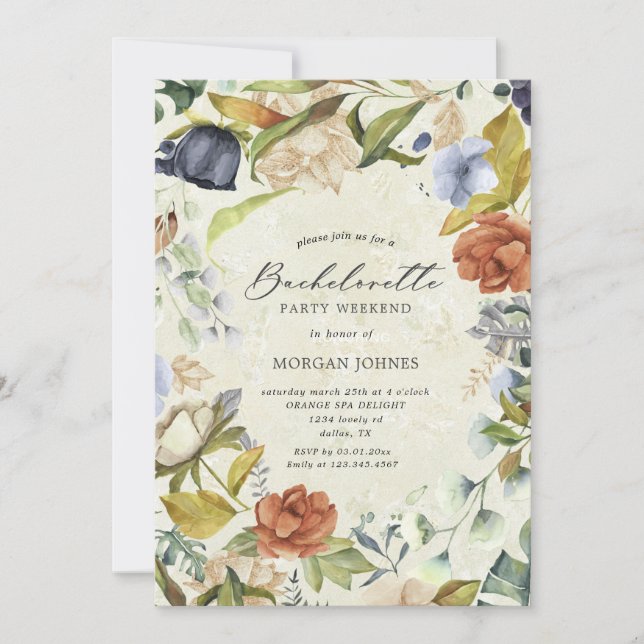 bachelorette party tropical floral Invitation (Front)