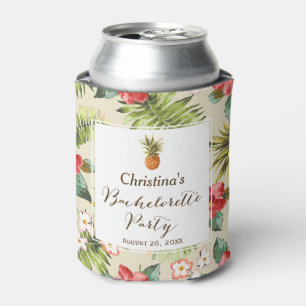 Bachelorette Party - Tropical Leaves Pineapple Can Cooler