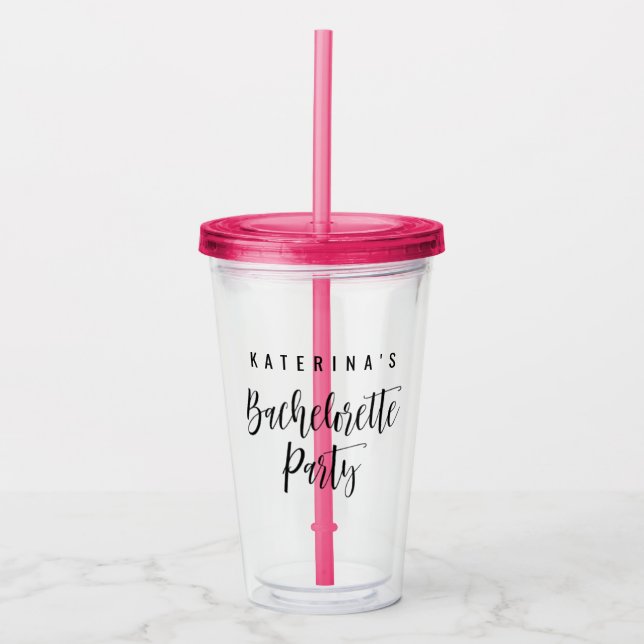 Bachelorette Party Tumblr Custom Pink Accessory Acrylic Tumbler (Front)
