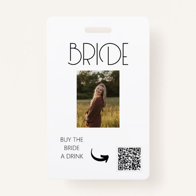 BACHELORETTE PARTY, VENMO QR, BUY BRIDE A DRINK ID BADGE (Front)