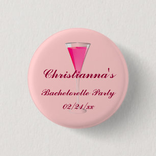 "Bachelorette Party" - w/ Champagne Flute 3 Cm Round Badge