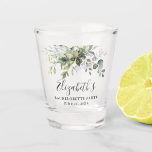 Bachelorette Party Watercolor Botanical Greenery Shot Glass