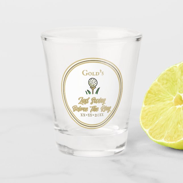 Bachelorette Party Wedding Golf White Gold Shot Glass (Front)