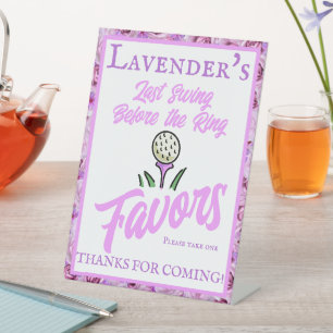 Bachelorette Party Wedding Golfing Lavender Purple Pedestal Sign