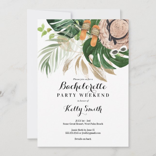 Bachelorette Party Weekend Getaway Itinerary Invitation (Front)