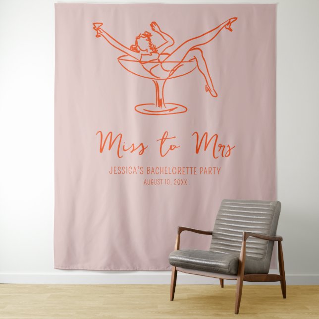 Bachelorette Party whimsical Backdrop Photo booth Tapestry (In Situ)