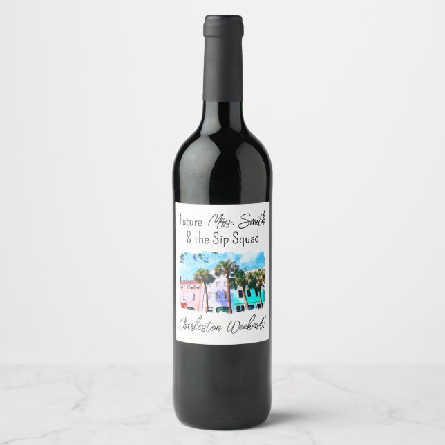 Bachelorette Party Wine Label - Charleston Weekend (Front)