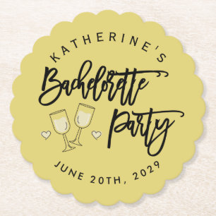 Bachelorette Party Yellow Island Citrus Paper Coaster