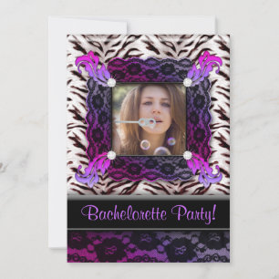 Bachelorette Party Zebra Jewellery Photo Invite Pu