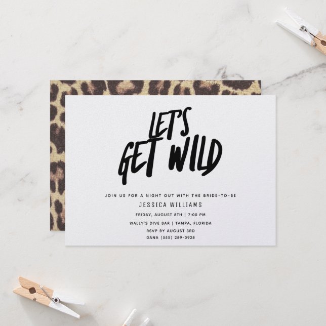Bachelorette PartyLet's Get Wild Cheetah Invitation (Front/Back In Situ)