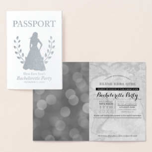 Bachelorette passport silver foil card