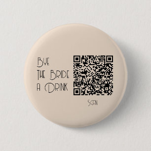 Bachelorette Pastel Qr Code Buy The Bride A Drink 6 Cm Round Badge