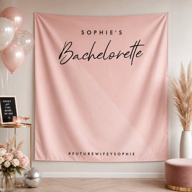 Bachelorette Peach Pink | Minimal Photo Backdrop Tapestry (Creator Uploaded)
