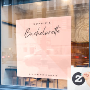 Bachelorette Peach Pink   Minimal Photo Backdrop Window Cling