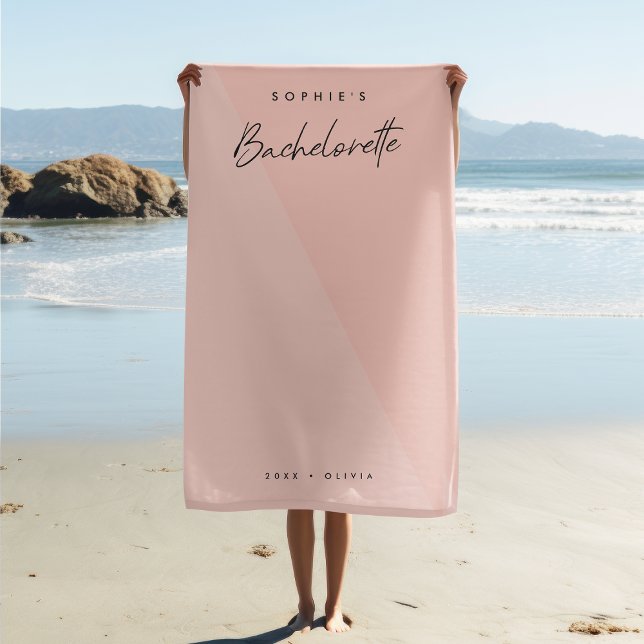 Bachelorette Peach Pink | Minimalist Modern Pastel Beach Towel (Creator Uploaded)