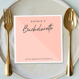 Bachelorette Peach Pink Minimalist Modern Pastel Napkin