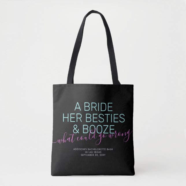 Bachelorette Personalised Bride Besties Booze Tote Bag (Front)