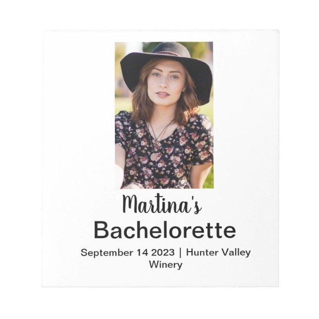 Bachelorette Personalised Name Photo Notepad (Front)
