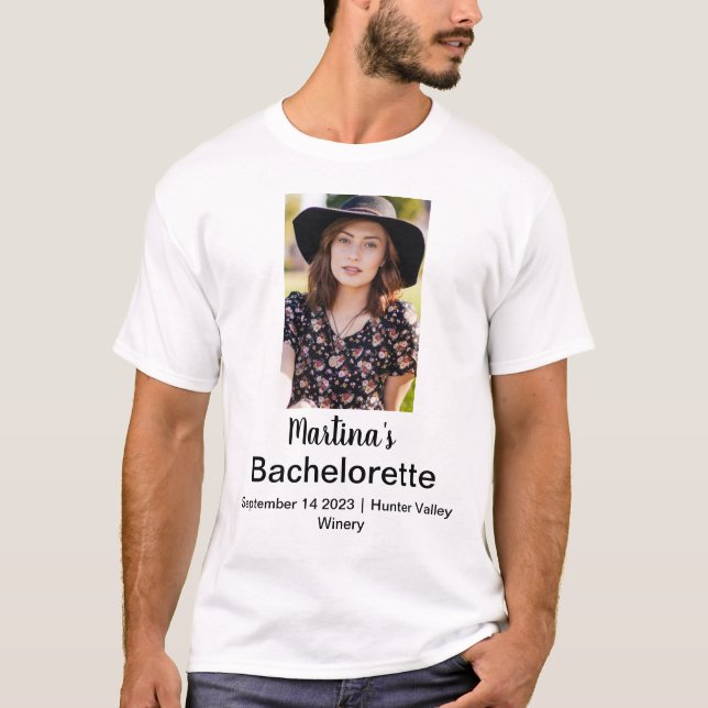 Bachelorette Personalised Name Photo T-Shirt (Front)