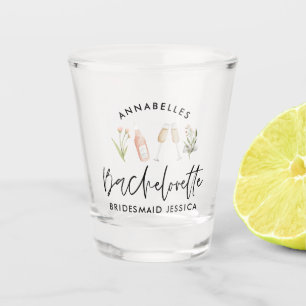 Bachelorette pink girly cocktail elegant floral sh shot glass
