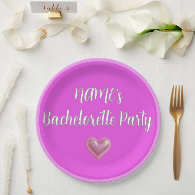 Bachelorette Pink Party Paper Plate (Wedding)