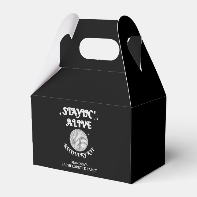 Bachelorette Recovery Kit Disco Staying Alive Favour Box (Front Side)