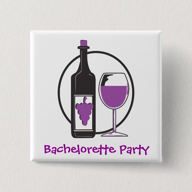 Bachelorette Red wine Party 15 Cm Square Badge (Front)