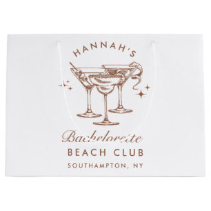 Bachelorette Retro Brown Cocktail Large Gift Bag