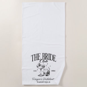 Bachelorette Retro Cocktail Black Bride Beach Towel