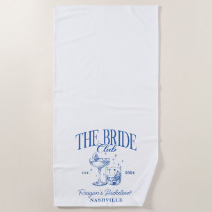 Bachelorette Retro Cocktail Blue Bride Beach Towel