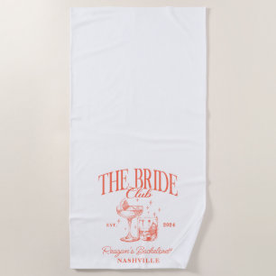 Bachelorette Retro Cocktail Orange Bride Beach Towel
