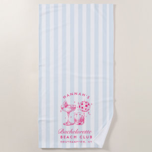 Bachelorette Retro Disco Cocktail Blue & Pink Beach Towel