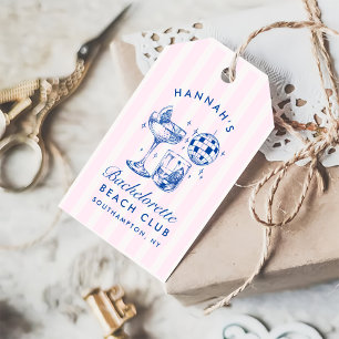 Bachelorette Retro Disco Cocktail Blue & Pink Gift Tags