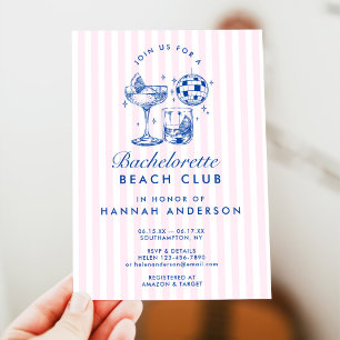 Bachelorette Retro Disco Cocktail Blue  Weekend Invitation