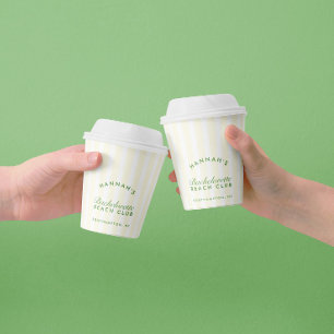 Bachelorette Retro Green & Yellow Stripes  Paper Cups