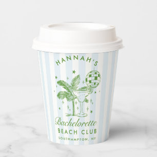 Bachelorette Retro Modern Blue & Green Stripes Paper Cups