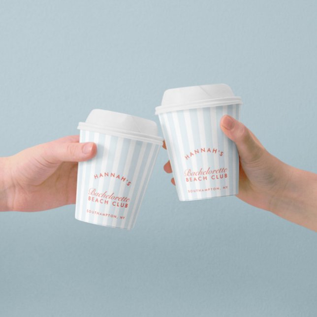 Bachelorette Retro Red & Blue Stripes  Paper Cups (Bachelorette Retro Red & Blue Stripes Paper Cups)