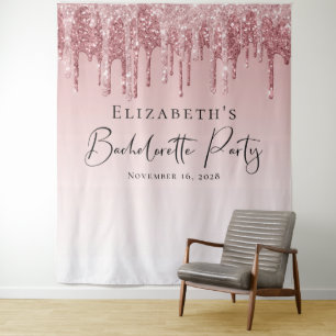 Bachelorette Rose Gold Pink Glitter Personalised Tapestry