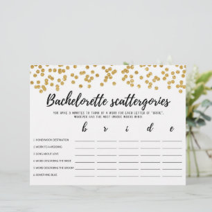 Bachelorette Scattergories editable Bridal game