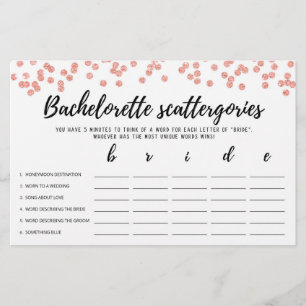 Bachelorette Scattergories editable Bridal game