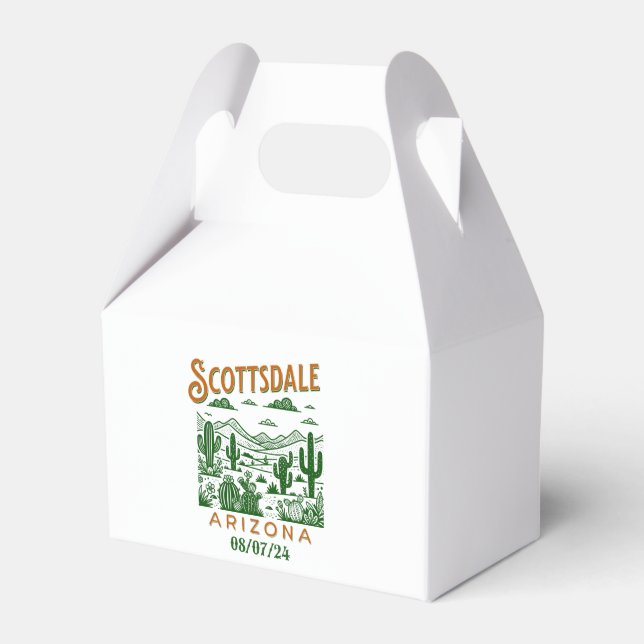bachelorette scottsdale retro desert custom date favour box (Front Side)