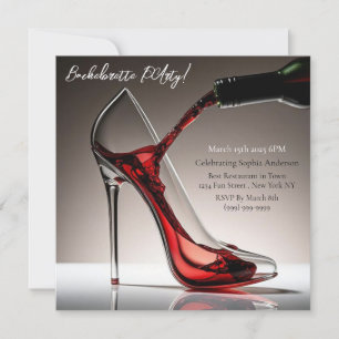 Bachelorette-Stiletto with Wine Invitation