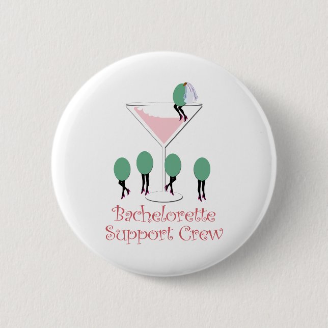 bachelorette support crew pink 6 cm round badge (Front)