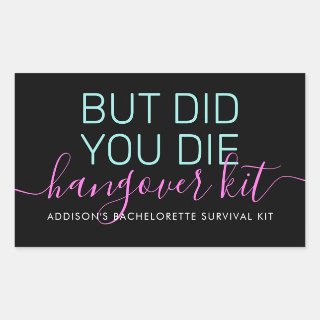 Bachelorette Survival Recovery Hangover Kit Rectangular Sticker (Front)