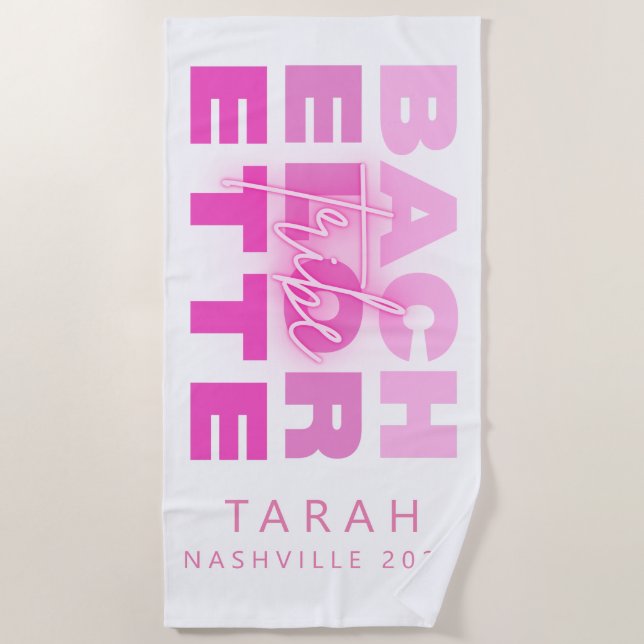 Bachelorette Tribe Customised Location  Beach Towel (Front)
